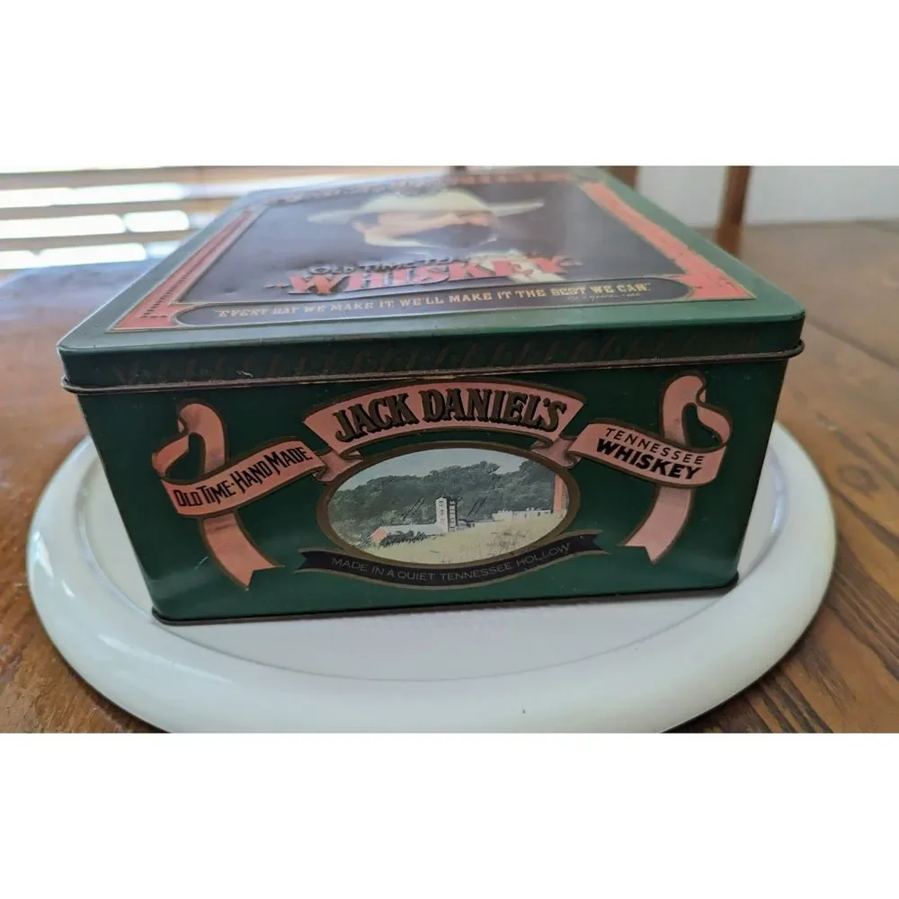 Vtg Jack Daniel's Old Time - Hand Made Tennessee Whiskey Tin Container